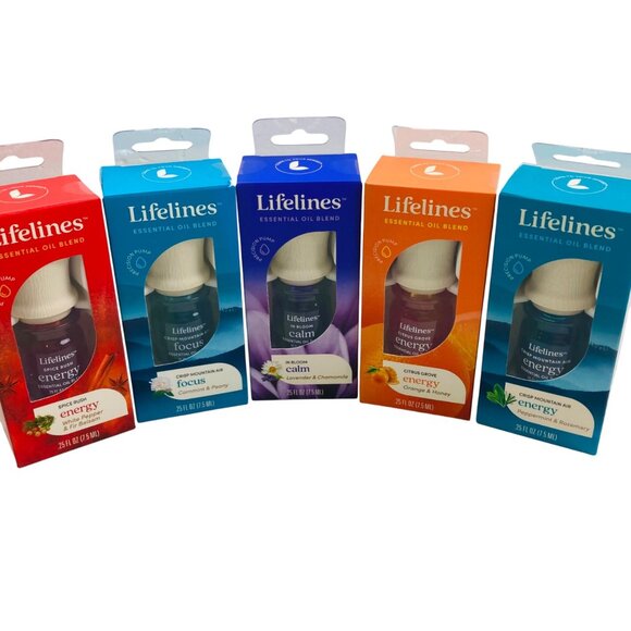 Lifelines Essential Oils Aromatherapy 5 Pack Various Energy, Focus, Calm - New - Picture 1 of 6